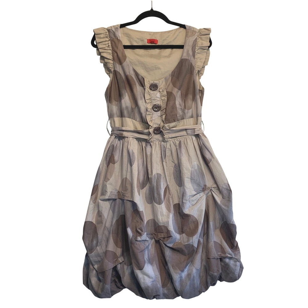 Tissaia Polka Dot Bubble Hem Dress US10 EU42 European Style Lagenlook‎ Earthy